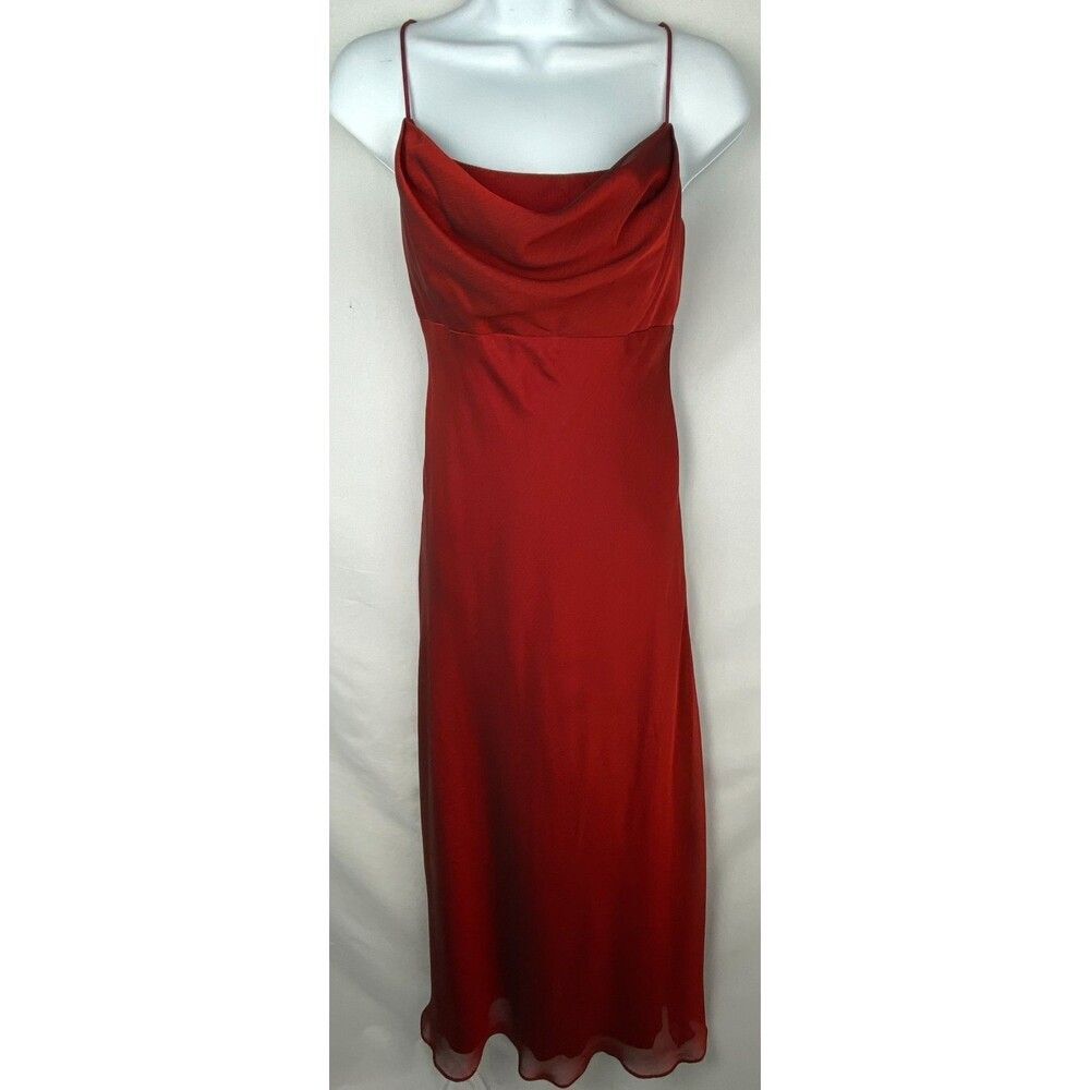 Vtg Chelsea Nites Red Cowl Neck Maxi Dress 8P Y2K Formal Prom Evening Fairy Grun
